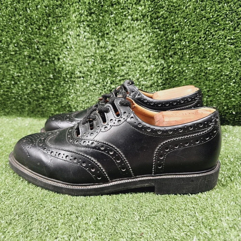 GAELIC THEMES Black Leather Traditional Piper Ghillie Celtic Shoes Mens US 9